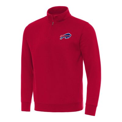 Antigua Men's Red Buffalo Bills Victory Quarter-Zip Pullover Top