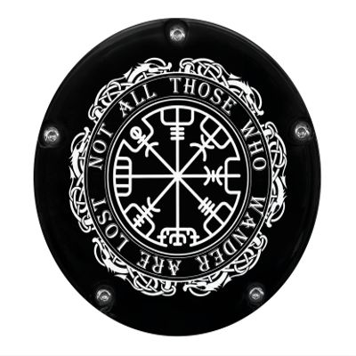 AMERICAN FREEDOM Custom Aluminum 5 Hole Twin Cam Derby Clutch Cover for Harley Davidson - Vegvisir All Who Wander (Glossy Finish, 1999-2018 Softail Models)