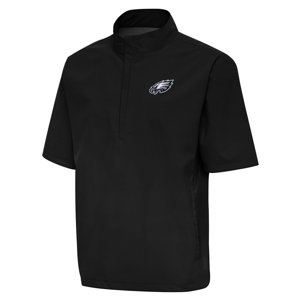 Antigua Men's Black Philadelphia Eagles Brisk Short Sleeve Quarter-Zip Windshirt