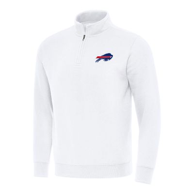Antigua Men's White Buffalo Bills Victory Quarter-Zip Pullover Top