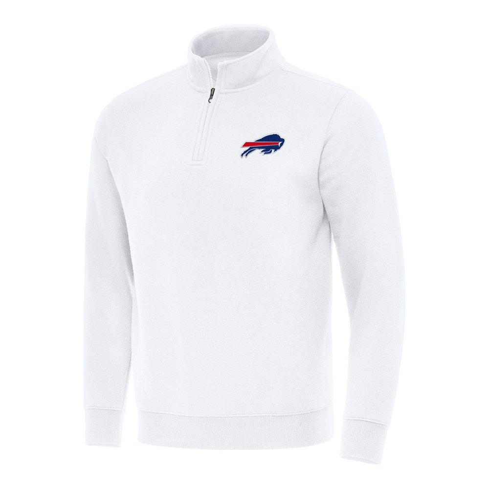 Antigua Men's White Buffalo Bills Victory Quarter-Zip Pullover Top