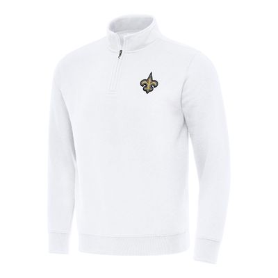 Antigua Men's White New Orleans Saints Victory Quarter-Zip Pullover Top