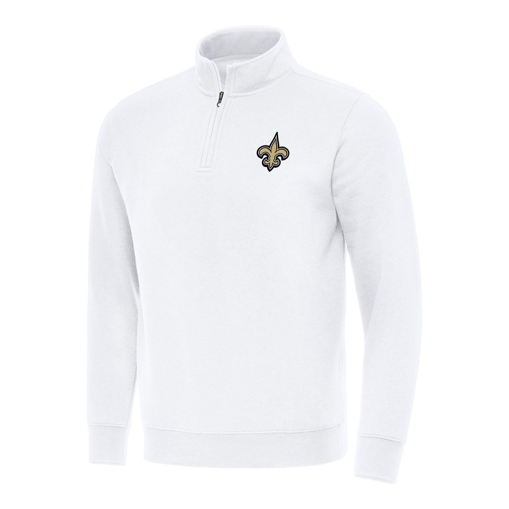 Antigua Men's White New Orleans Saints Victory Quarter-Zip Pullover Top