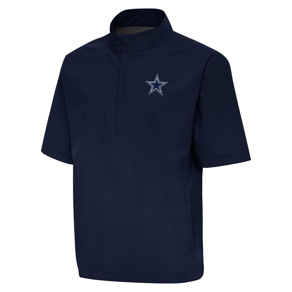 Antigua Men's Navy Dallas Cowboys Brisk Short Sleeve Quarter-Zip Windshirt