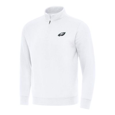 Antigua Men's White Philadelphia Eagles Victory Quarter-Zip Pullover Top