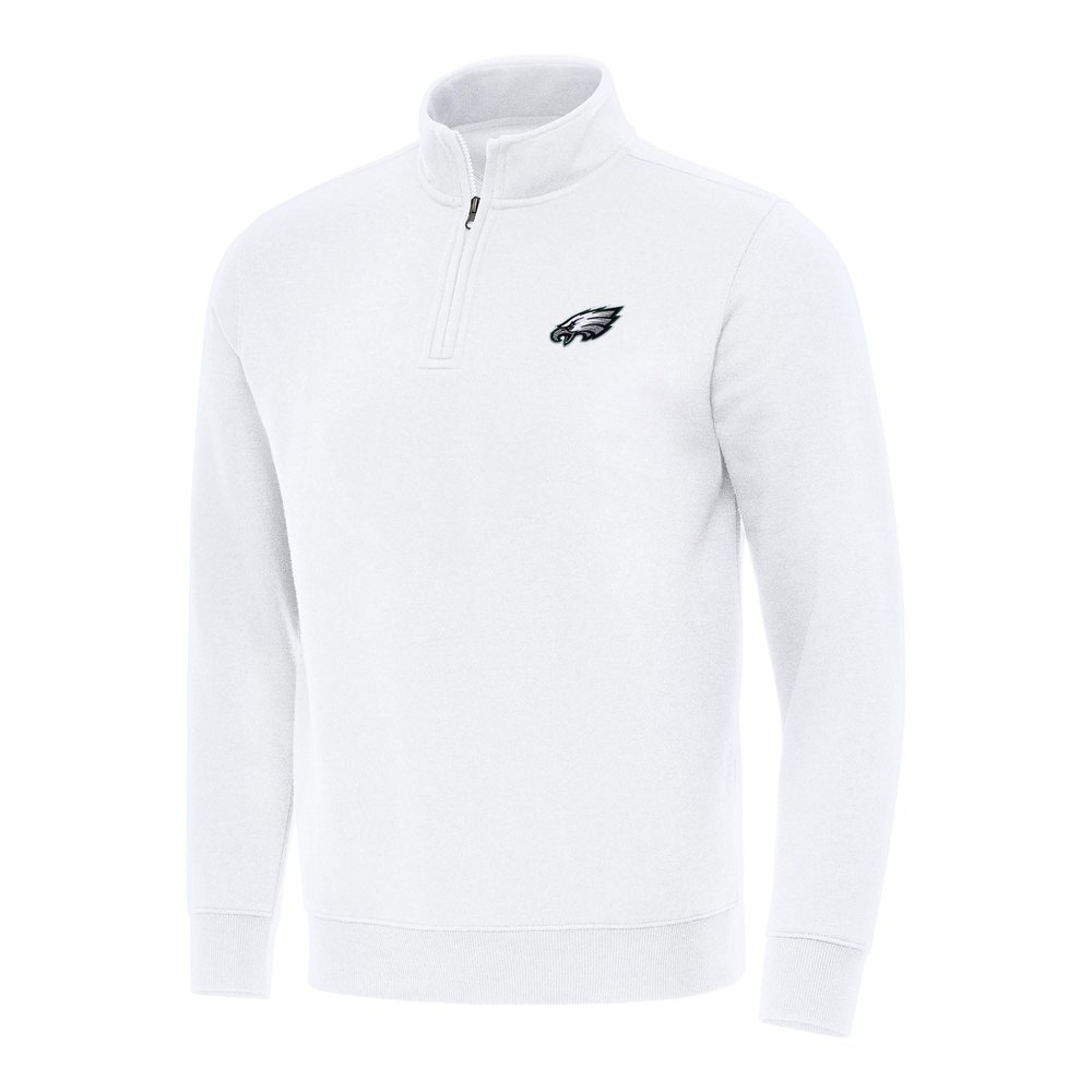 Antigua Men's White Philadelphia Eagles Victory Quarter-Zip Pullover Top