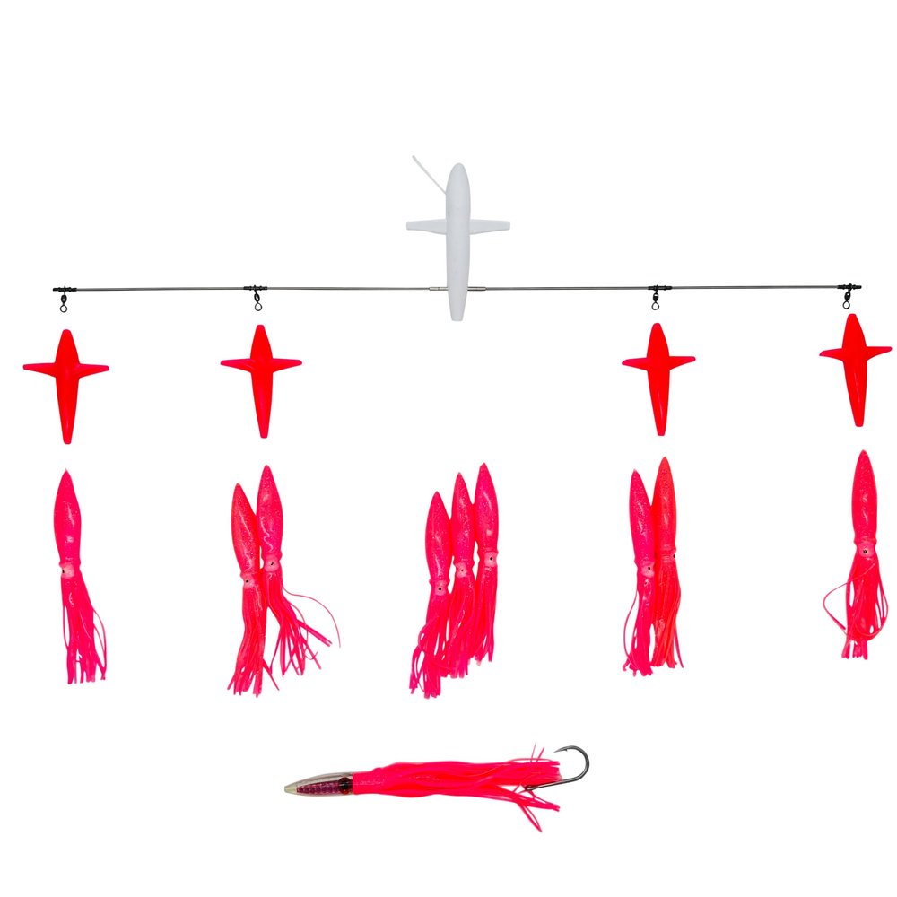 ChatterLures 36 Side Tracker with 11 Floating Bulb Squid Spreader Bar Fishing Tuna Lure Wahoo Fishing Tuna Lures Saltwater Trolling Saltwater Pink