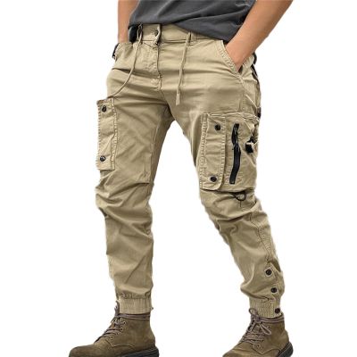 ZH8FCHAN Men's Work Pants Outdoor Tactical Cargo Pants Cotton Casual Combat Pants with Zipper Pockets (Khaki,5X-Large)