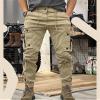 ZH8FCHAN Men's Work Pants Outdoor Tactical Cargo Pants Cotton Casual Combat Pants with Zipper Pockets (Khaki,5X-Large) view 2