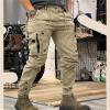 ZH8FCHAN Men's Work Pants Outdoor Tactical Cargo Pants Cotton Casual Combat Pants with Zipper Pockets (Khaki,5X-Large) view 3