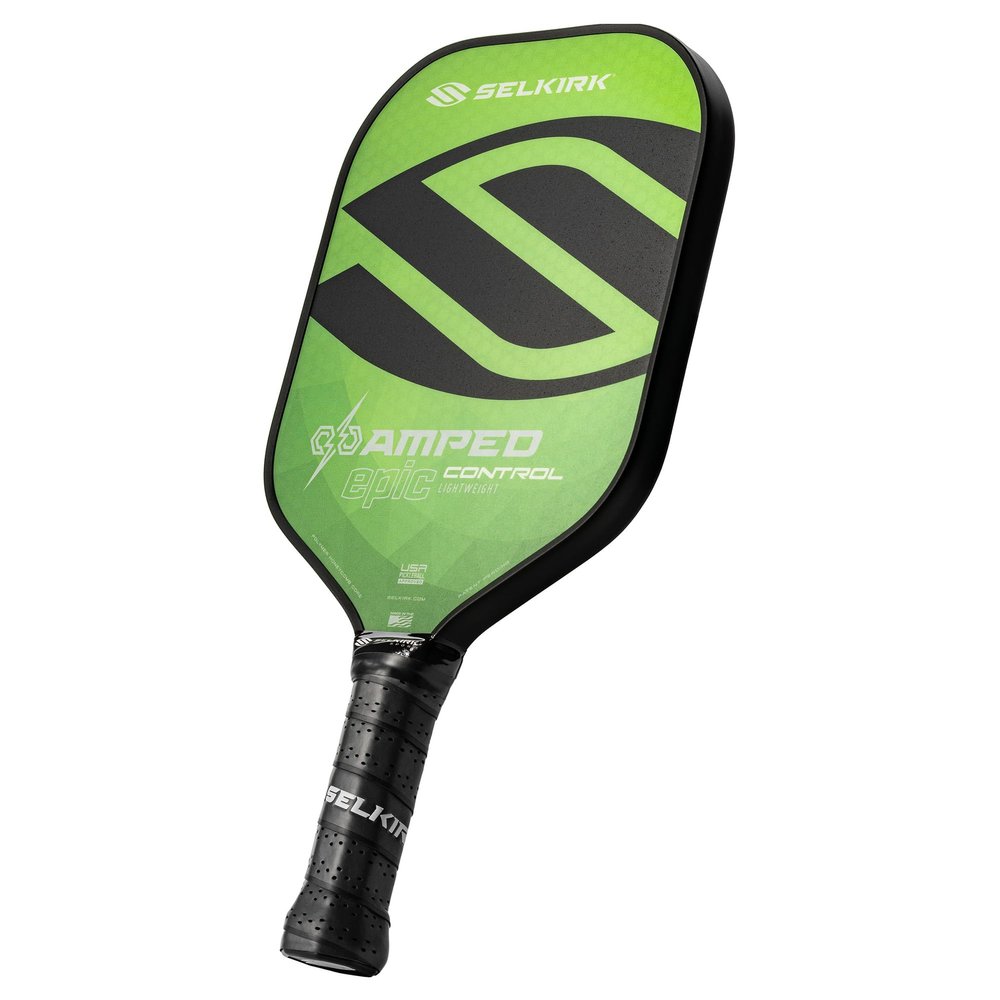 Selkirk Sport Amped Control Pickleball Paddle | Assembled in The USA | Next-Gen FiberFlex+ Face & Ultra Durable Spin Coating | 16mm X5 Core for Unrivaled Precision & Control | Epic Lightweight Green