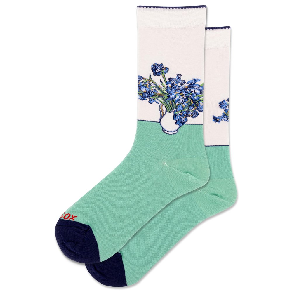 HOTSOX Women's Irises Crew Sock 1 Pair Pack, Cream, Women's Shoe Size 4-10