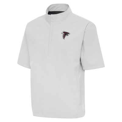 Antigua Men's Heather Gray Atlanta Falcons Brisk Short Sleeve Quarter-Zip Windshirt