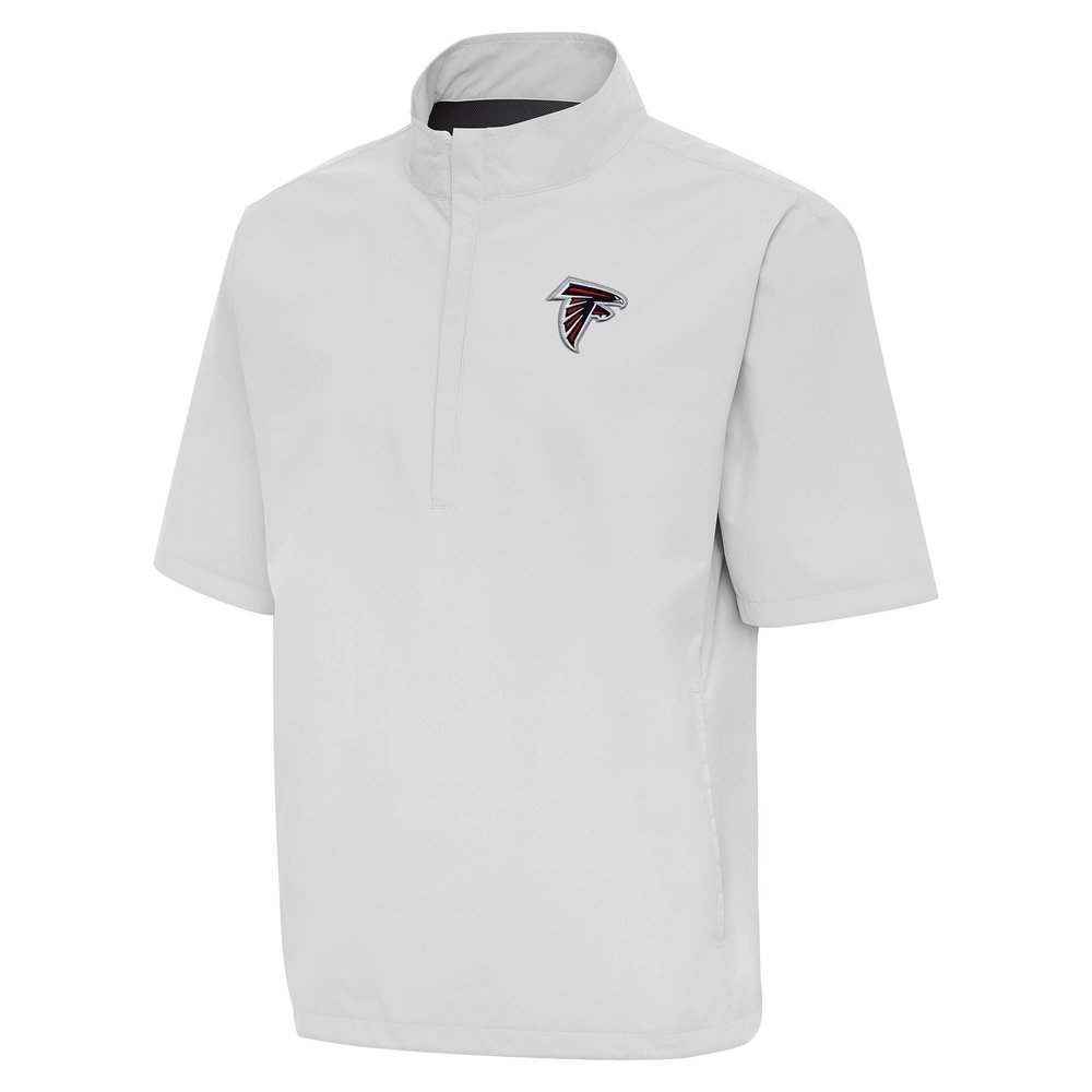 Antigua Men's Heather Gray Atlanta Falcons Brisk Short Sleeve Quarter-Zip Windshirt