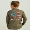 Huk Kid's Pursuit Long Sleeve Shirt, Fishing Shirt for Kids, KC Neon Bass - Moss, X-Small view 2