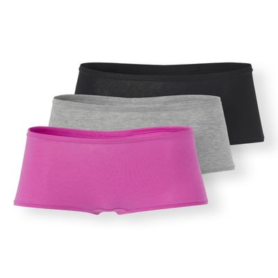 florence by mills Women's Cotton Stretch Shortie 3 Pack, Hot Pink/Heather Grey/Black, XX-Large