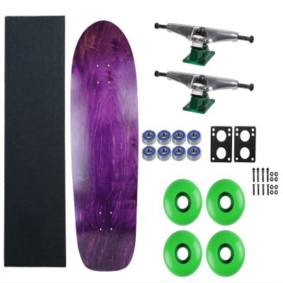Moose Old School 80's Skateboard Complete 33" Purple with Hollow 7.0 Silver/Green Trucks, 58mm Blue Wheels