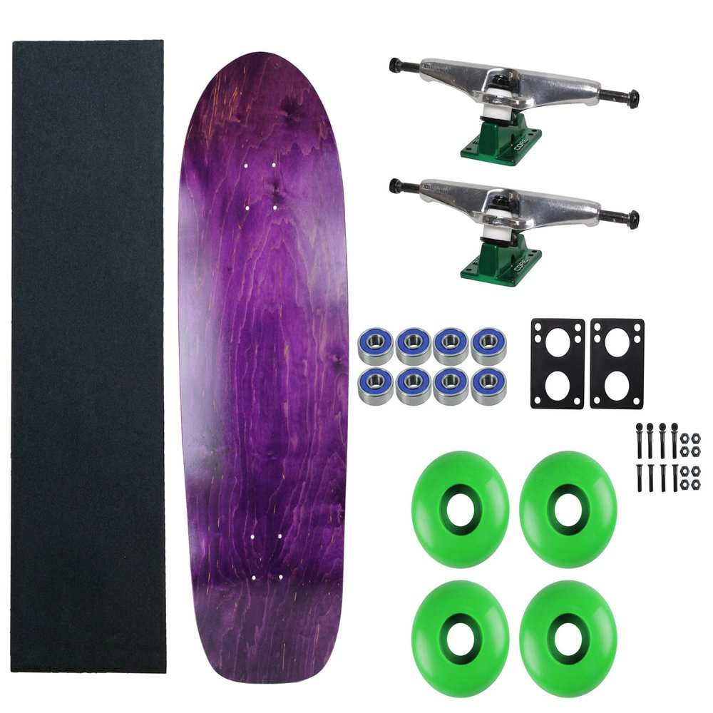 Moose Old School 80's Skateboard Complete 33" Purple with Hollow 7.0 Silver/Green Trucks, 58mm Blue Wheels