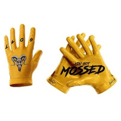 HIGHLIGHT FACTORY ATL G.O.A.T. You Got Mossed - Ultra Grip Football Gloves - Superior Grip, Breathable Design, for All Weather Conditions (Yellow, Adult Medium)