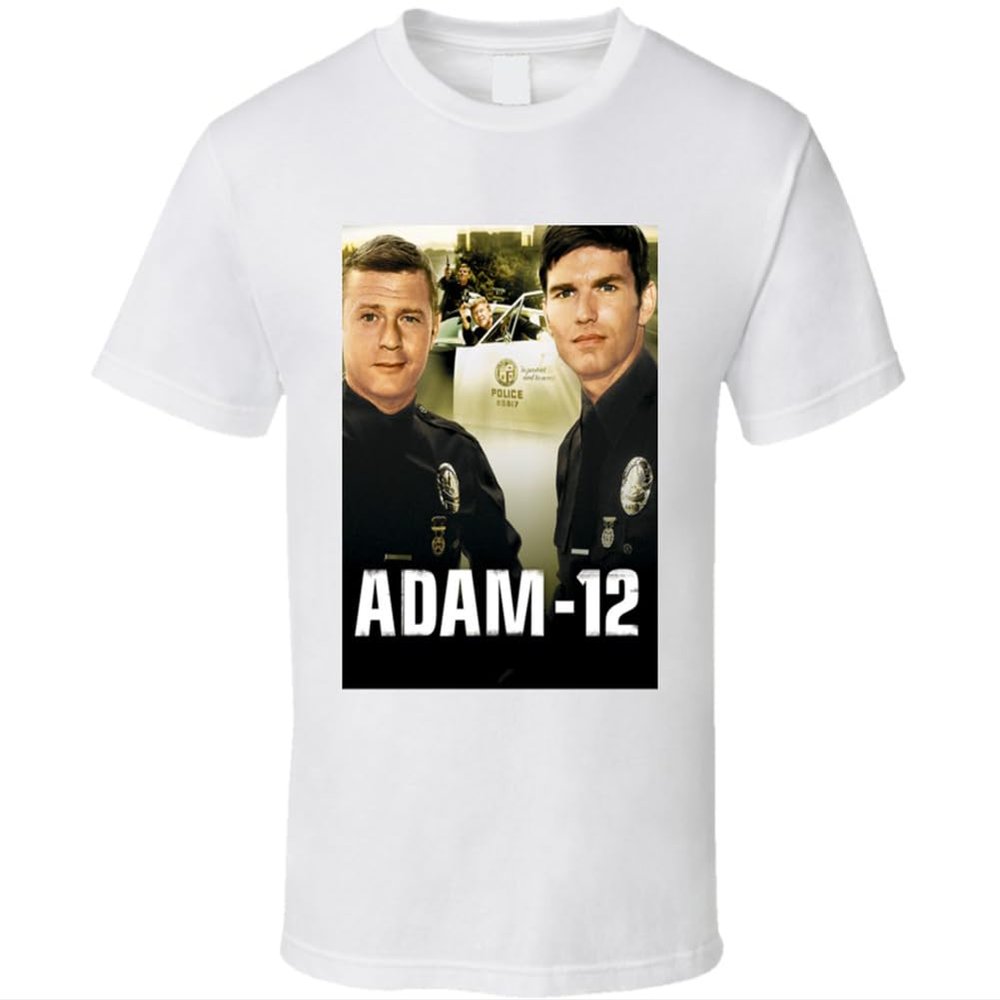 Adam 12 Top 70's Vintage TV Show Cool Retro Fan T Shirt L White