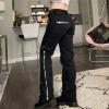 Side Slit Jeans for Women Casual Comfy Cotton Straight Leg Cargo Pants Y2K Trendy Zipper Streetwear Denim Pants Black view 2