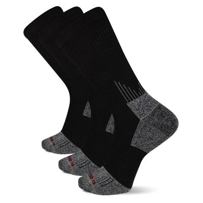 Wolverine Steel Toe Cotton Crew 2 Pair Pack, Black, Men's 7-12