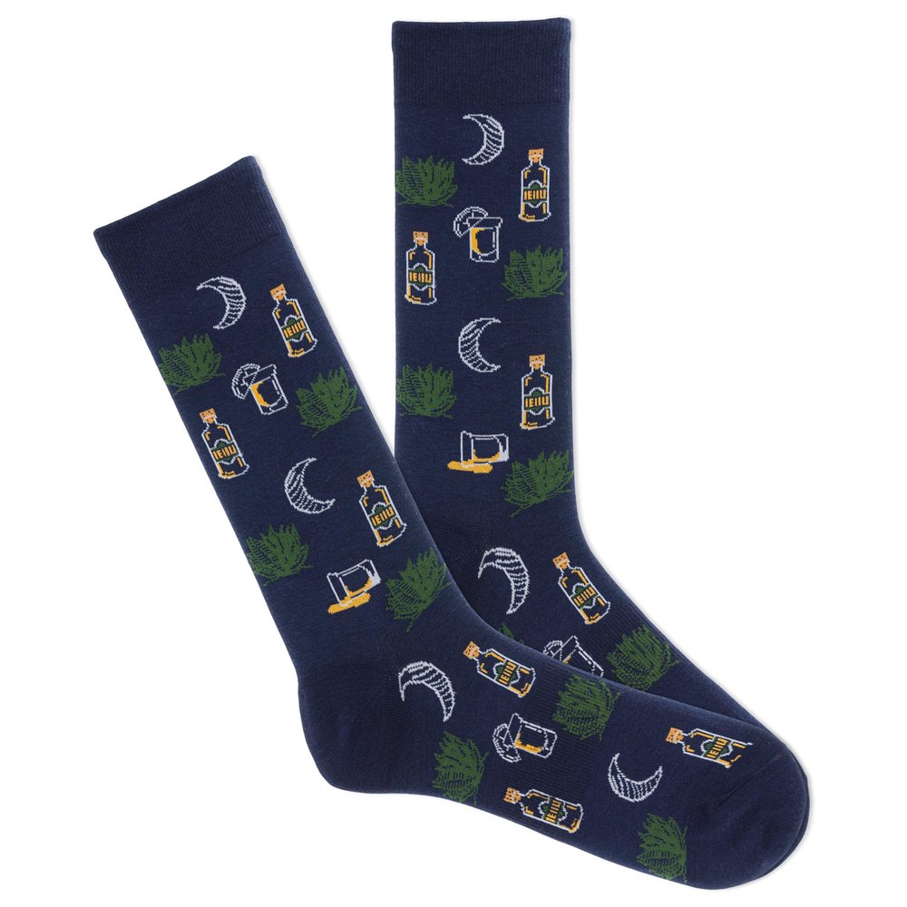 K.Bell Men's Tequila Nights Crew Sock 1 Pair Pack, Navy, Shoe Size: 6-12