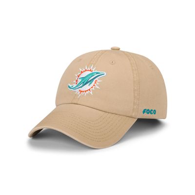 FOCO Miami Dolphins NFL Primary Logo Casual Cap - Khaki