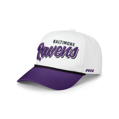 FOCO Baltimore Ravens NFL Monty Script Marquee RF Cap - White/Purple