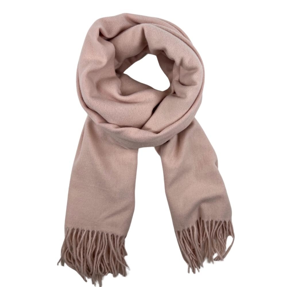 Humble Hilo Soft Wool Scarf or Shawl, Large Winter Wrap Pashmina 74 x 27 (Nude Pink)