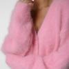 Akklian Fuzzy Knit Cardigan Sweaters for Women Button Down V Neck Oversized Slouchy Furry Sweater Outwear Teen Girl Clothes Pink view 4