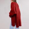 Akklian Womens Oversized Fall Sweaters 2024 Casual Loose Fit Long Sleeve Cardigan Sweaters Trendy Y2K Clothes for Teen Girls Red view 2
