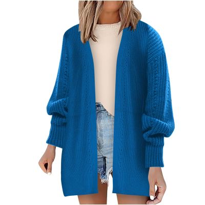Akklian Womens Oversized Fall Sweaters 2024 Casual Loose Fit Long Sleeve Cardigan Sweaters Trendy Y2K Clothes for Teen Girls Blue