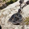 BlueRica Celtic Trinity Knot (Triquetra) on Adjustable Brown Cord Necklace view 3