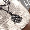 BlueRica Celtic Trinity Knot (Triquetra) on Adjustable Brown Cord Necklace view 4