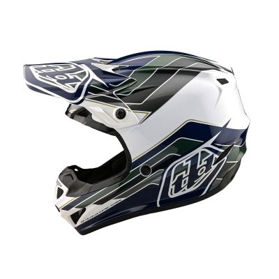 Troy Lee Designs SE4 Polyacrylite Adult Motocross Off-Road Dirt Bike Helmet with MIPS, Block, Charcoal / Navy, Medium