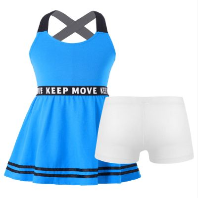 CHICTRY Kids Girls Sleeveless Tennis Golf Dress Outfits with Shorts Set 2 Piece Sport Tracksuit Running Exercise Skirt Blue 12 Years