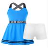 CHICTRY Kids Girls Sleeveless Tennis Golf Dress Outfits with Shorts Set 2 Piece Sport Tracksuit Running Exercise Skirt Blue 12 Years view 1