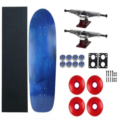 Moose Old School 80's Skateboard Complete 33" Blue with Hollow 7.0 Silver/Red Trucks, 58mm Blue Wheels