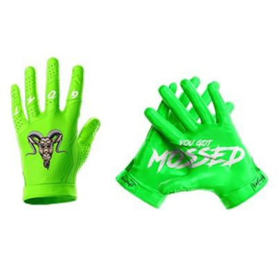 HIGHLIGHT FACTORY ATL G.O.A.T. You Got Mossed - Ultra Grip Football Gloves - Superior Grip, Breathable Design, for All Weather Conditions (Green, Adult XX-Large)