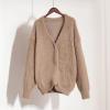 Akklian Fuzzy Knit Cardigan Sweaters for Women Button Down V Neck Oversized Slouchy Furry Sweater Outwear Teen Girl Clothes Khaki view 4