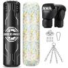 Filled Punching Bag for Adults, 4FT PU Leather Hanging Boxing Bag with11lb Sponge Filler, 12OZ Boxing Gloves, Chains, Heavy Boxing Bags Training Equipment for MMA, Kickboxing & Muay Thai Training view 1