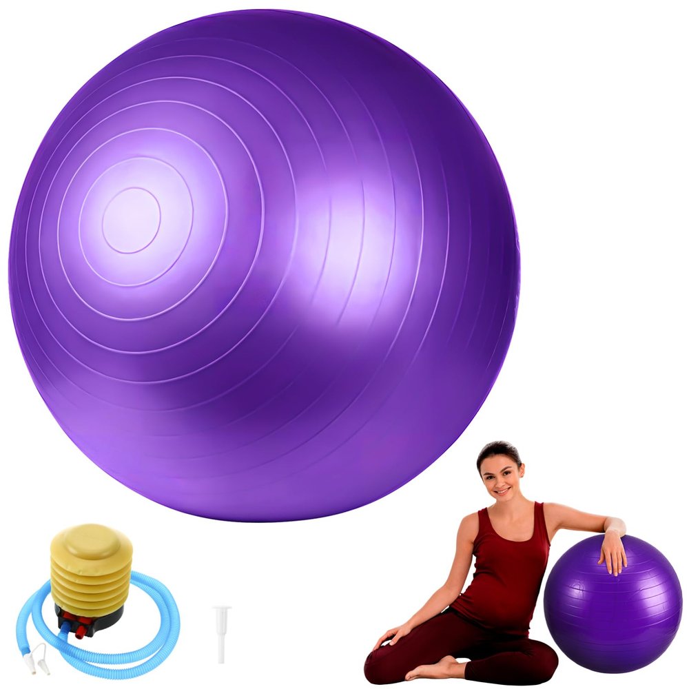 POPETPOP Yoga Ball Exercise Equipment Thickened Stability Ball with Air Pump for Fitness Yoga and Core Workouts Stylish Design