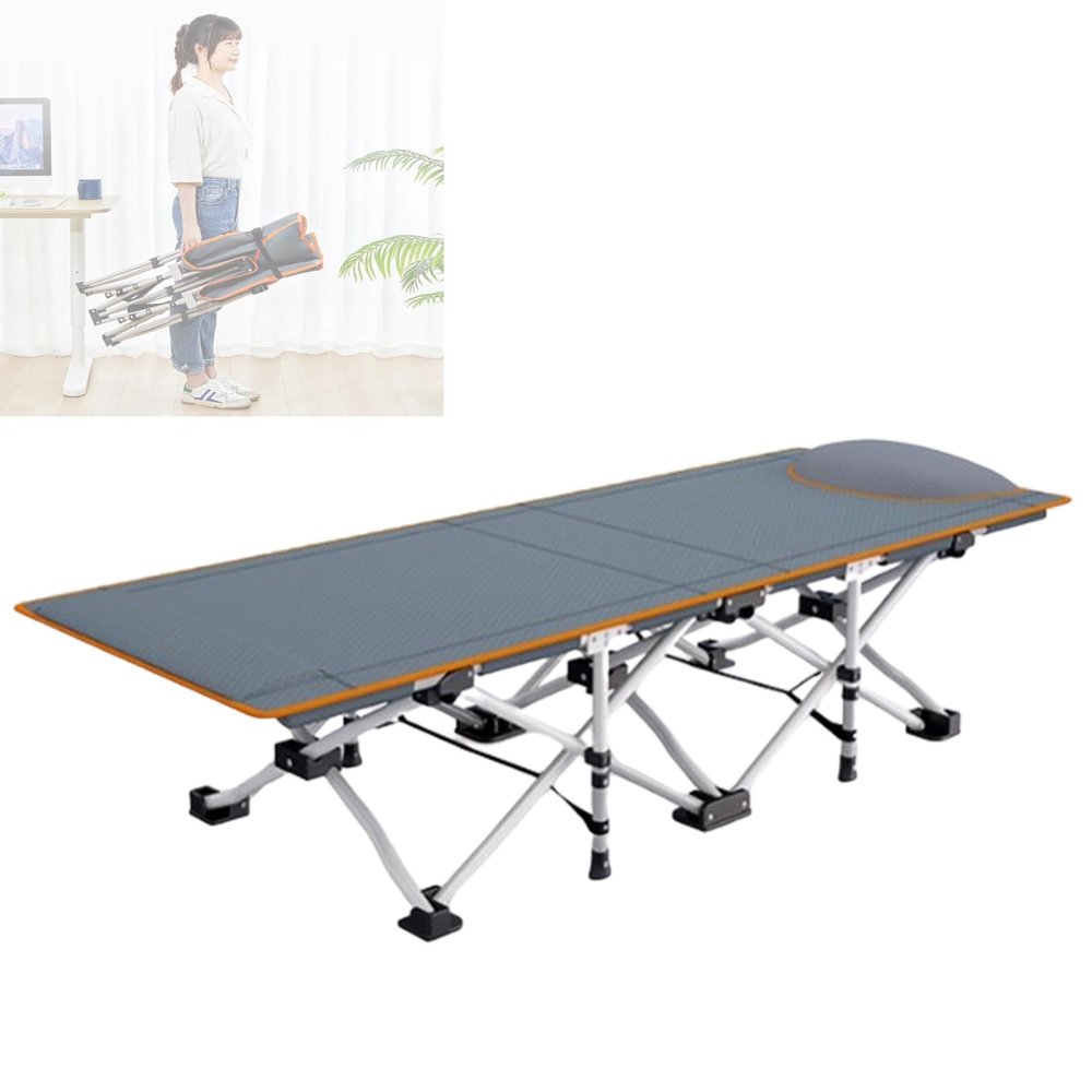 Folding Camp Bed for Adults, Portable Guest Bed Rollaway Bed for Adults with Metal Steel Frame 100KG Capacity Heavy Duty Sturdy Single Sleeping Cot for Travel Beach Hiking Office