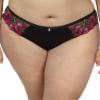 Curvy Couture Women's Plus Size Lush Embroidery Strappy Back Brief Panty Lush Black XL view 1