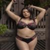 Curvy Couture Women's Plus Size Lush Embroidery Strappy Back Brief Panty Lush Black XL view 2