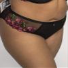 Curvy Couture Women's Plus Size Lush Embroidery Strappy Back Brief Panty Lush Black XL view 3