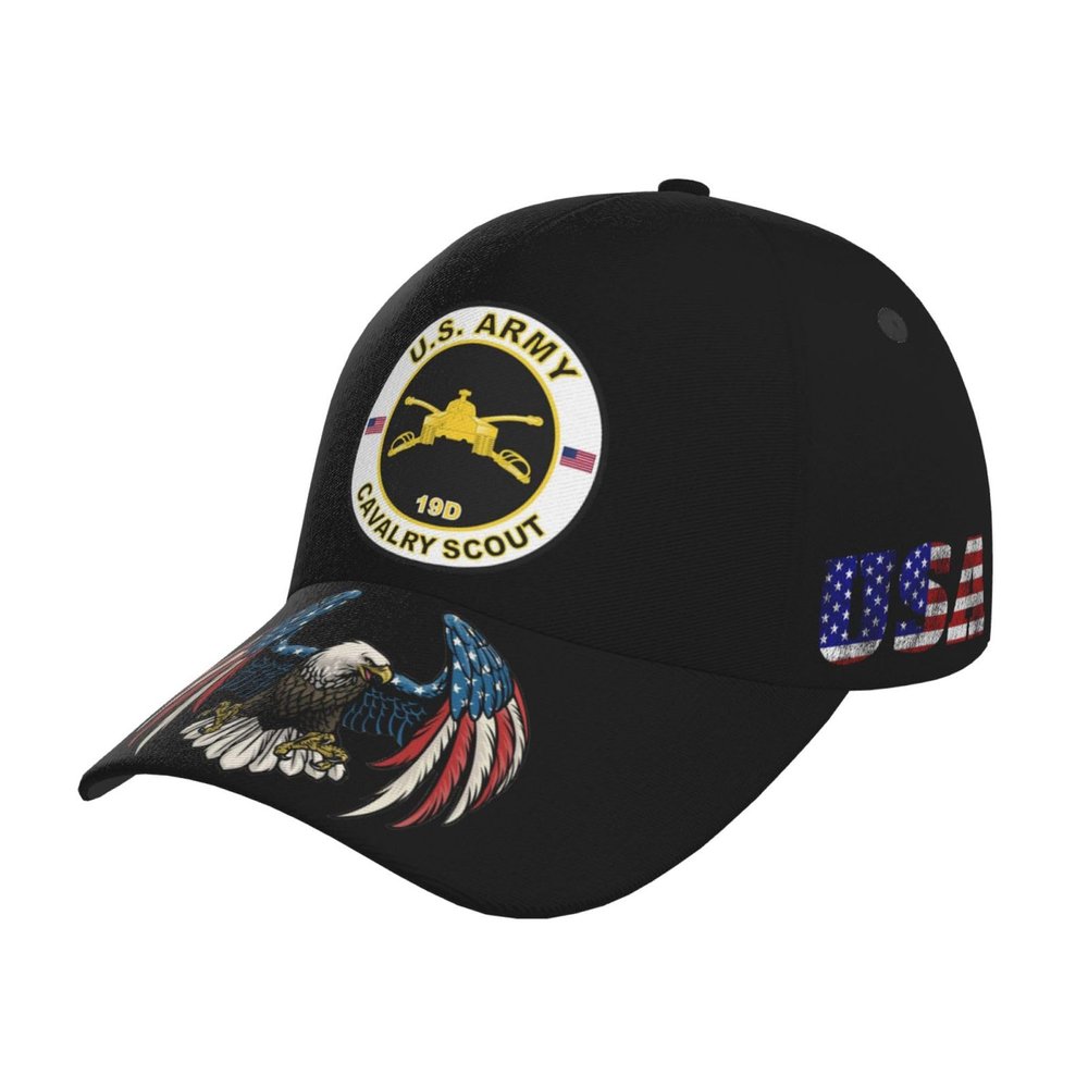 Army MOS 19D Cavalry Scout Cowboy Trucker Hat for Men - Baseball Snapback Cap American Eagle