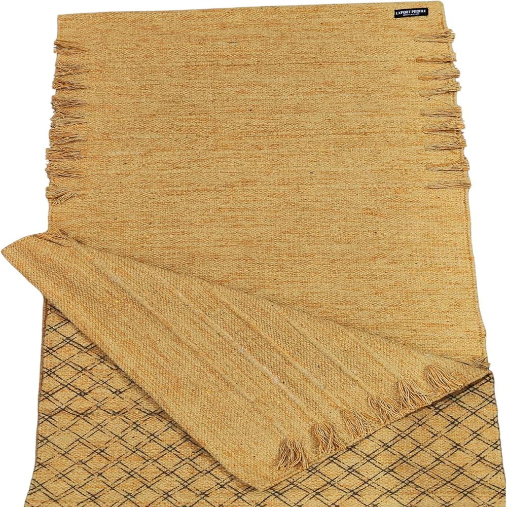 Handmade Organic Cotton Yoga Mat- Yoga Rug - Exercise, Workout, & Fitness Rug Made of 100% Cotton - Woven Material - Absorbent & Washable - 72" x 24" (Yellow)
