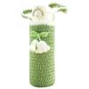 Handmade Crochet Water Bottle holderwith Handle Strap, Crochet Lily of The Valley Cup Sleeves Thermal Insulation Bottle Sleeve Boho Bottle Carrier for Hiking Cycling Fitness,Green view 1